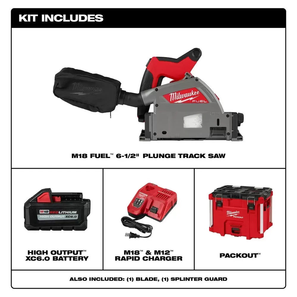 Milwaukee 2831-21 M18 FUEL 18V 6-1/2 Cordless Li-Ion Plunge Track Saw Kit