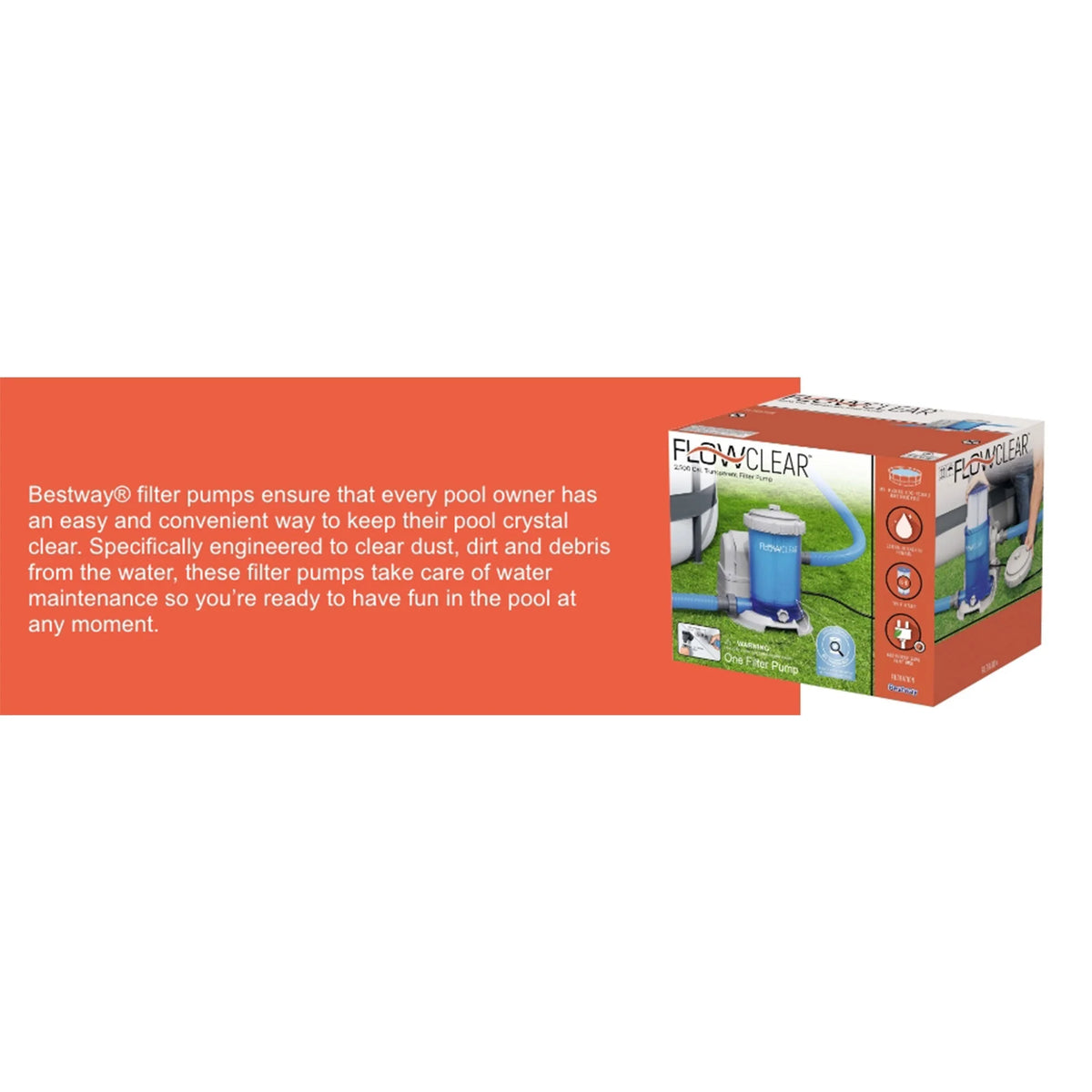 Bestway Flowclear Transparent Filter Above Ground Pool Pump 2500 GPH (Open Box)