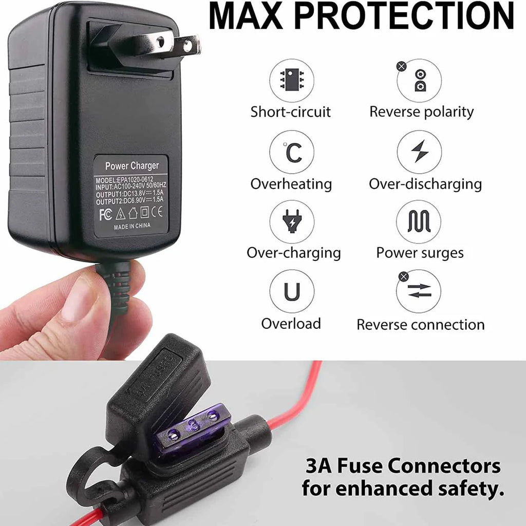 3 Packs Battery Charger Maintainer Trickle 6V 12V 1.5A Car Automatic Motorcycle
