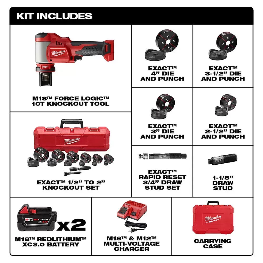 Milwaukee 2676-23 M18 18V 10 Ton Knockout Tool Kit 1/2 To 4