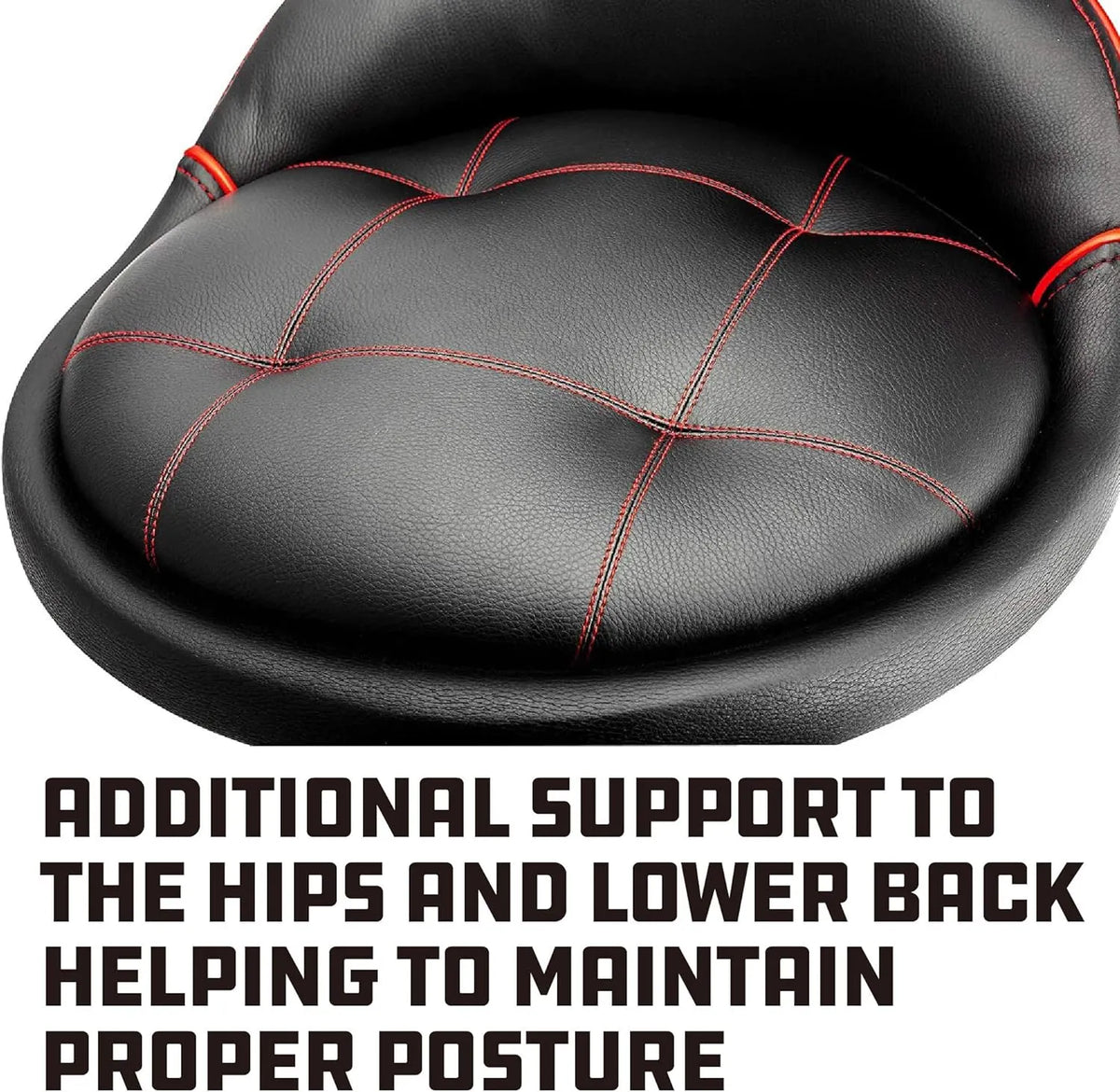 Powerbuilt Rolling Stool Shop Seat with Padding and Lumbar Support, Garage, 330 Pound Capacity - 240338, Black