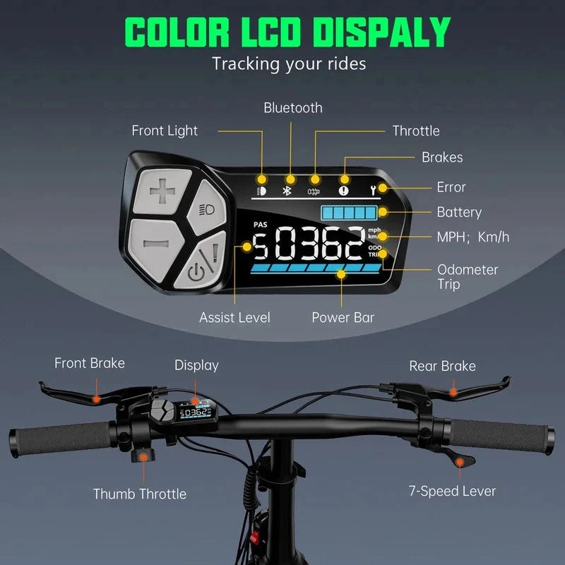 TST Electric Bike, 4.0 Fat Tire Foldable Ebike, 48V 13Ah Battery, 750W Electric Commuter Bicycle with LCD, 20 One-Step Folding Electric City Bike for Men Women, Black