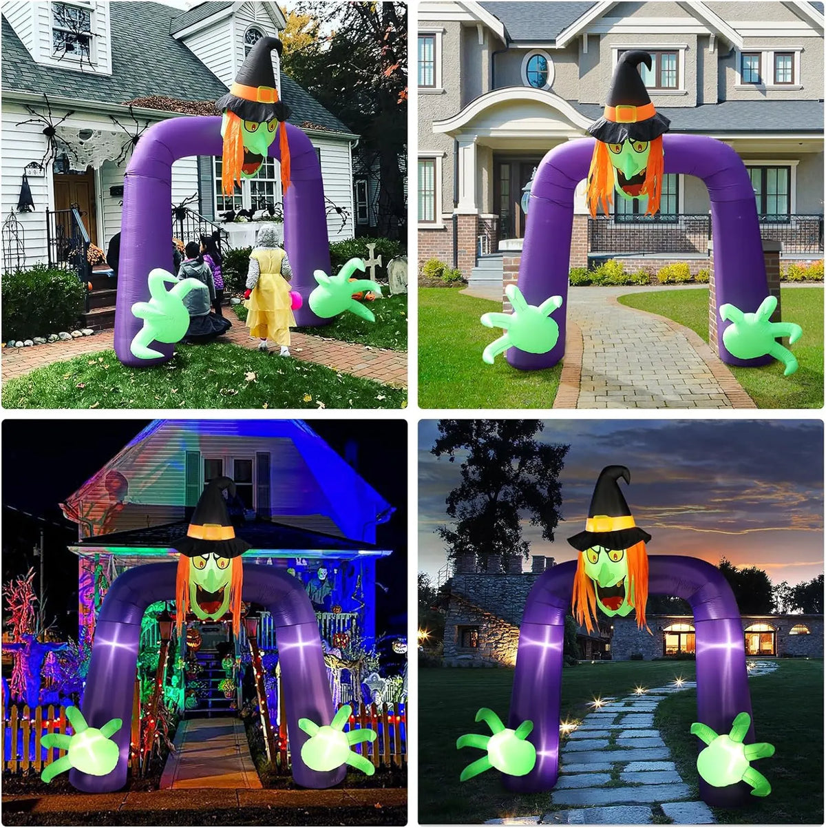 BLOOMWIN Halloween Inflatable Archway 10ft - Arch Inflatable Witch Halloween Decorations Outdoor - Halloween Blow up Yard Decorations Witch Light Up, CS-12040-2.5