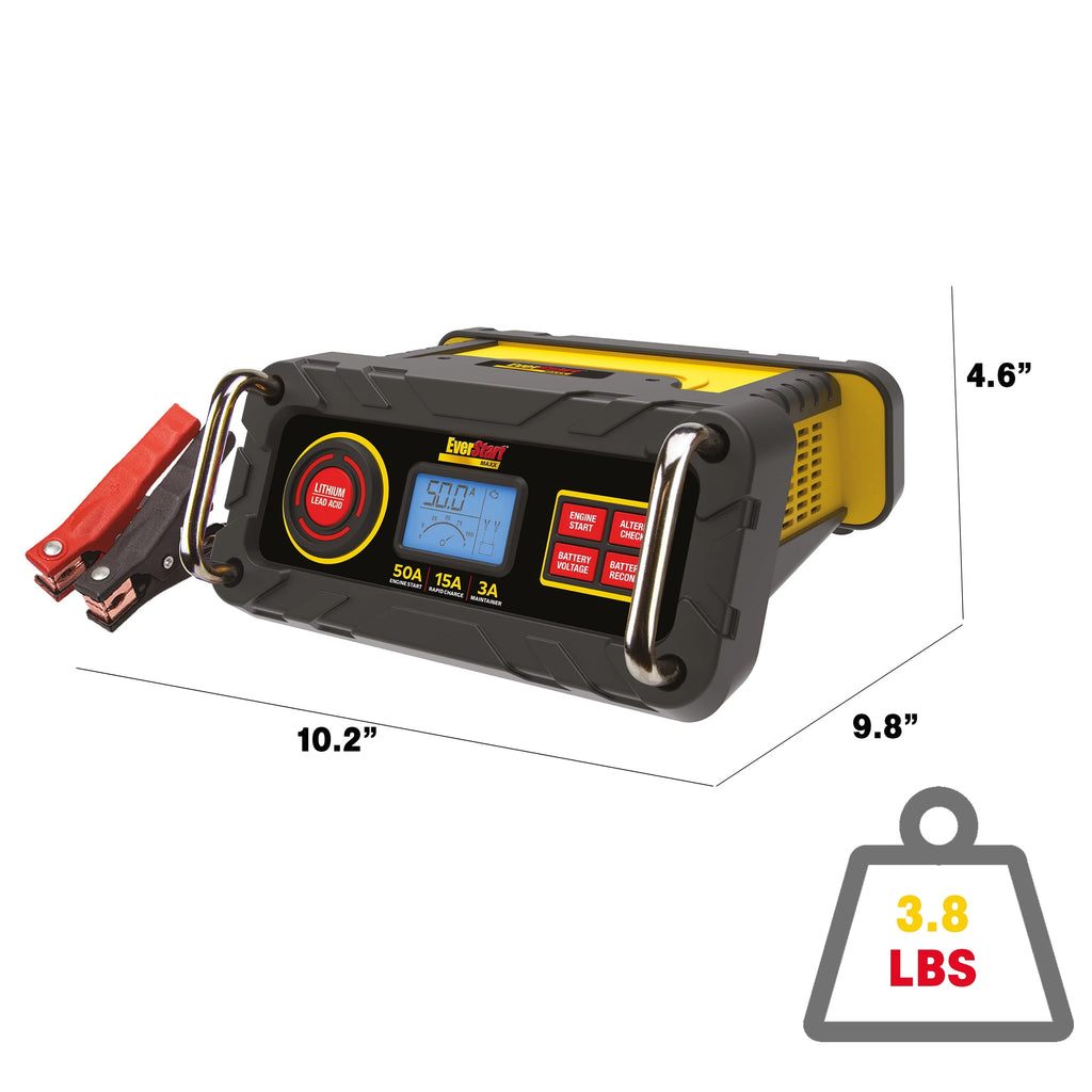 Everstart Maxx 15 Amp Automotive Battery Charger with 50 Amp Engine Start (BC50BE)-New