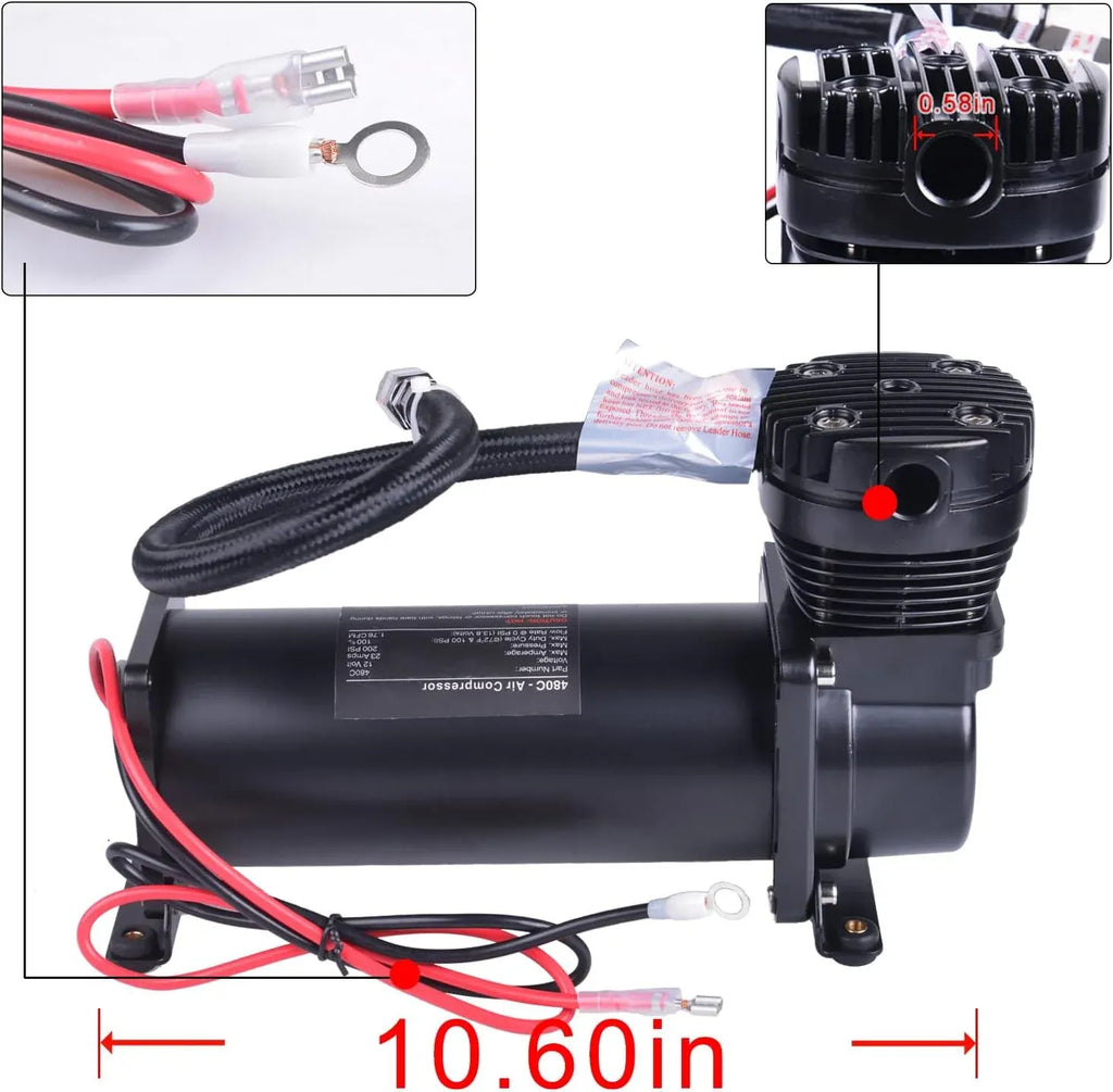 3 Gallon Air Tank with 200PSI Air Compressor for Suspension/Air Ride/Bag/Car Train Truck Horn Aluminum 12 Liter Compressed air Storage Tank Onboard System Air Suspension Compressor Kit