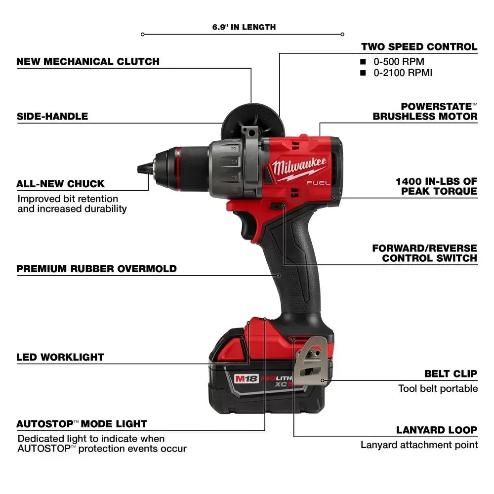 Milwaukee Pre-Sale Pre-Sale 2903-22 M18 FUEL 18V 1/2 Cordless Li-Ion Drill/Driver Kit