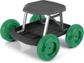 Pure Garden 82-VY021 Cart Rolling Stool with Wheels Seat, and Tool Tray for Weeding, Planting, or Lawn Care – Gardening Accessories and Supplies, 17.5x19, Green/Black