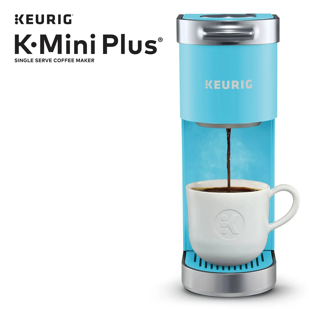 Keurig K-Mini Plus Single Serve K-Cup Pod Coffee Maker， Cool Aqua💝 Last Day For Clearance