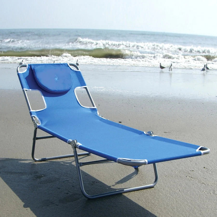 Ostrich Folding Chaise Lounge, Blue