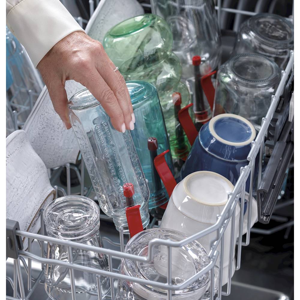 GE - Top Control Built-In Dishwasher with Stainless Steel Tub, 3rd Rack, 46dBA - Black