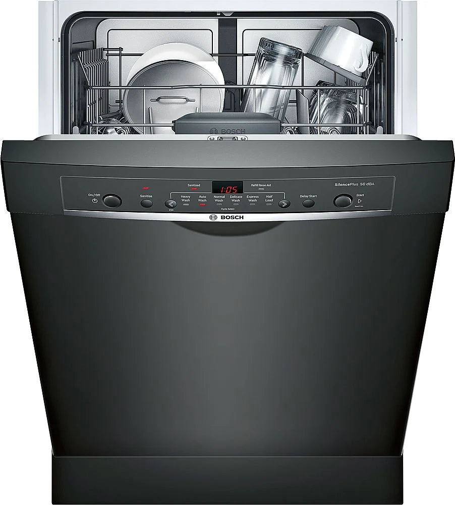 Bosch - 100 Series 24 Front Control Tall Tub Built-In Dishwasher with Stainless-Steel Tub - Black