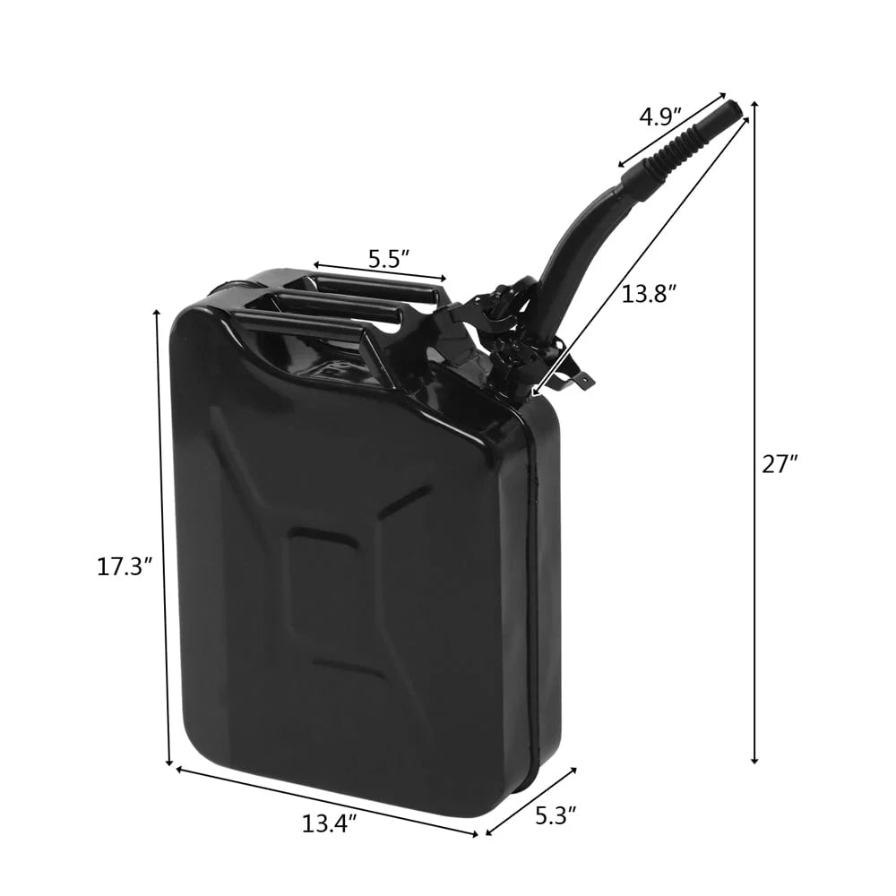 DreamBuck Jerry Cans for Gasoline, 20L 5 Gallon Metal Gas Can with Fuel Can and Spout System, US Standard Cold-Rolled Plate Petrol Diesel Can, Jerry Fuel Can, Gasoline Bucket with Oil Pipe, Black