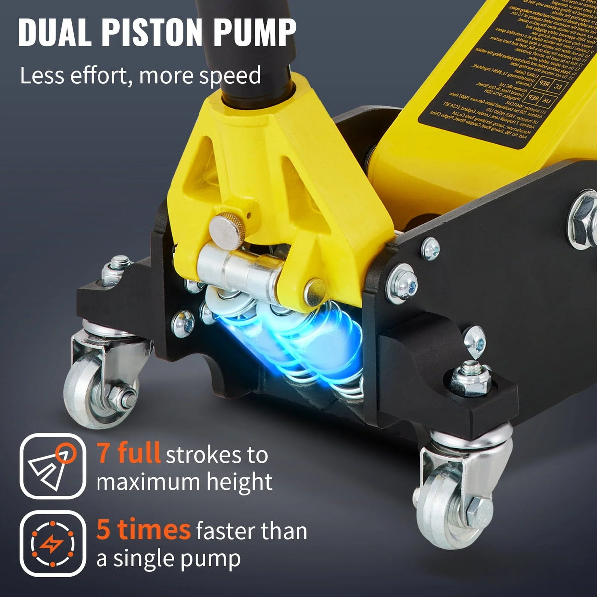 BENTISM Low Profile Floor Jack 1.5 Ton (3300 lbs), Aluminum and Steel Hydraulic Racing Floor Jack, Dual Piston Quick Lift Pump, 3-3/20 - 14-10/27 Height Lifting Range, Yellow+Black