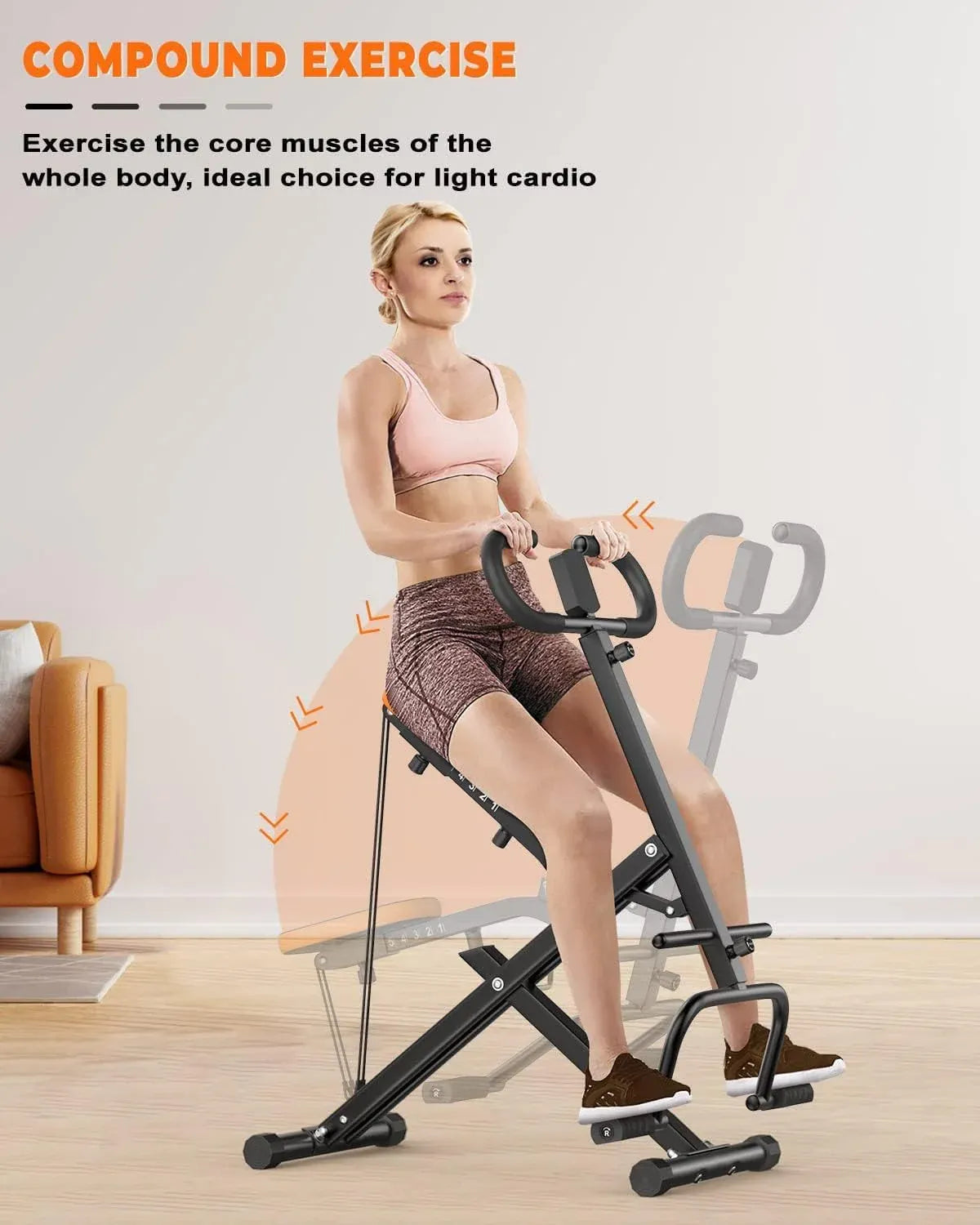 Machine with LCD Monitor, Exercise Equipment for Home 330 Lbs Squat Rowing Machine with Adjustable Resistance Home Workout Machine Leg Glute Trainer for Full Body