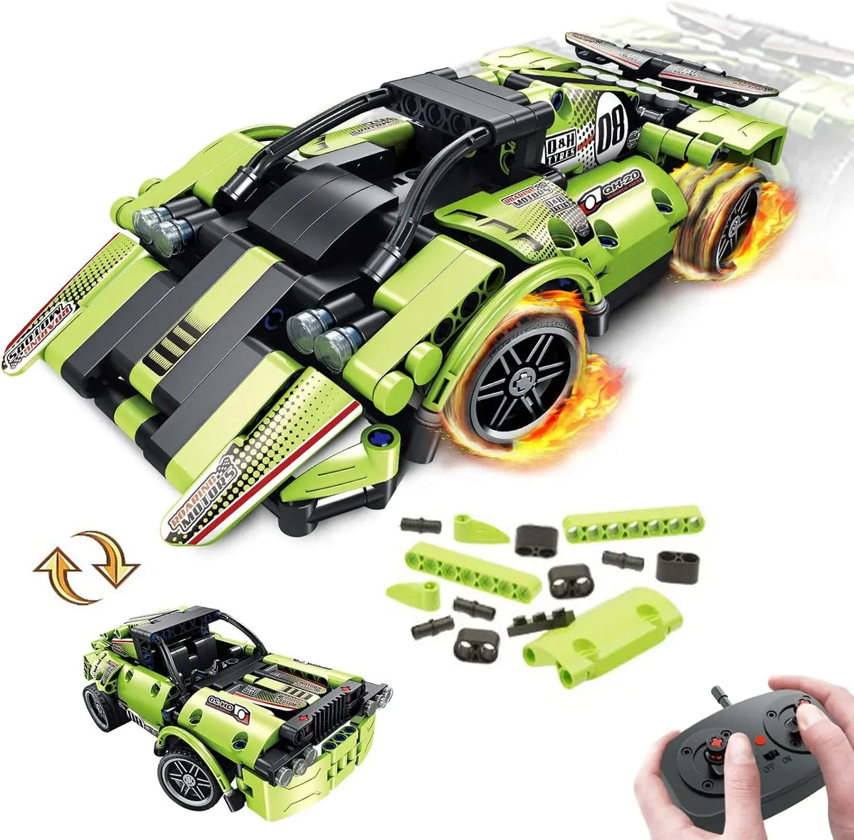 Building Toys for Kids with 2-in-1 Remote Control Racer Snap Together Engineering Kits Early Learning Racecar Building Blocks - Best Gift for 6 7 8 9ï1⁄4Year Old Boys and Girls