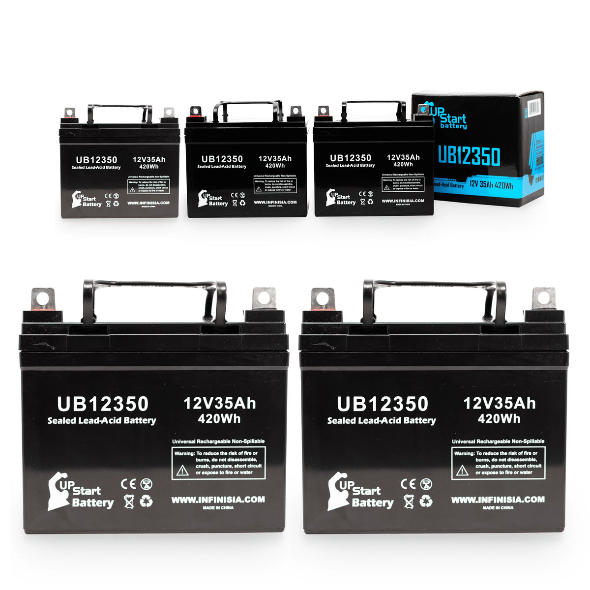 5x Pack - Compatible Imc Heartway Escape H Battery - Replacement UB12350 Universal Sealed Lead Acid Battery (12V, 35Ah, 35000mAh, L1 Terminal, AGM, SLA)