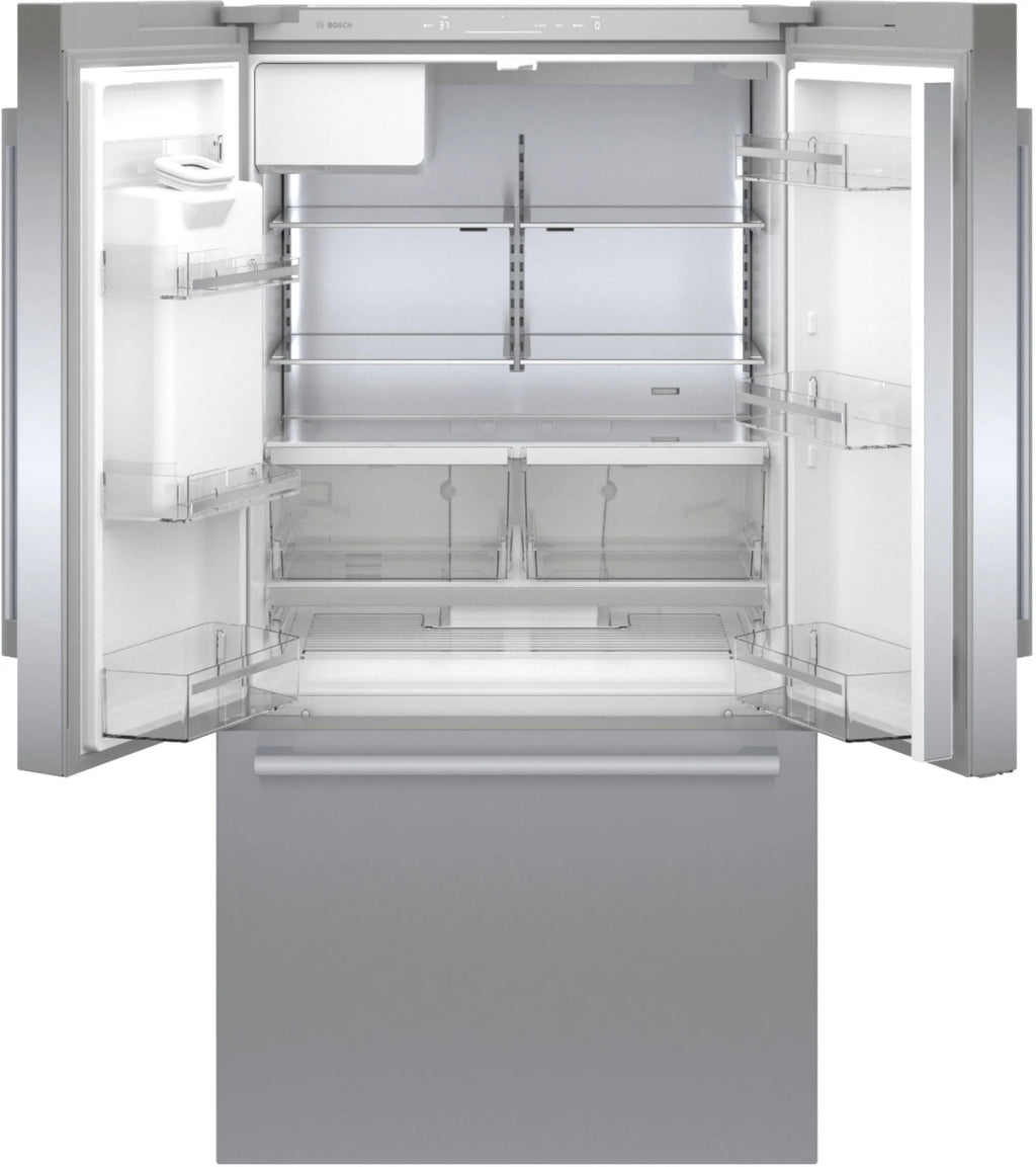 Bosch - 500 Series 21 Cu. Ft. French Door Counter-Depth Smart Refrigerator with External Water and Ice Maker - Stainless steel