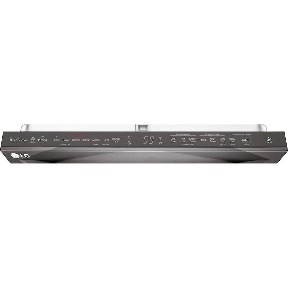 LG - 24 Top Control Smart Built-In Dishwasher with TrueSteam, Tub Light and Quiet Operation - Black stainless steel