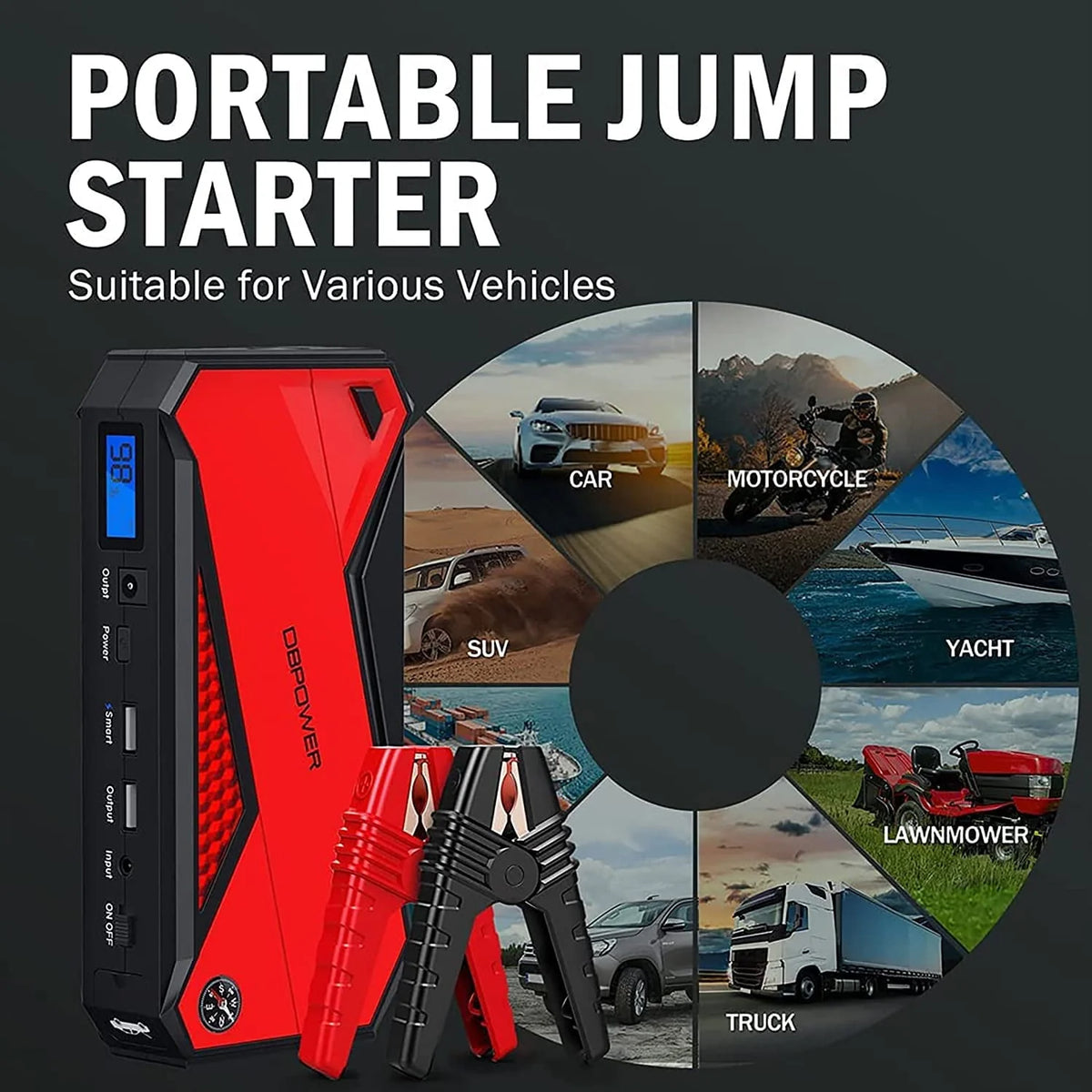 DBPOWER 800A Peak 18000mAh Portable Car Jump Starter Portable Battery Booster