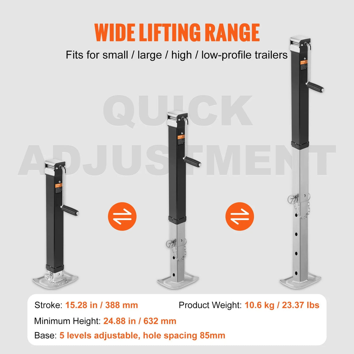 BENTISM Trailer Jack Welded-on Trailer Tongue Jack 8000lb Weight Height Adjustable
