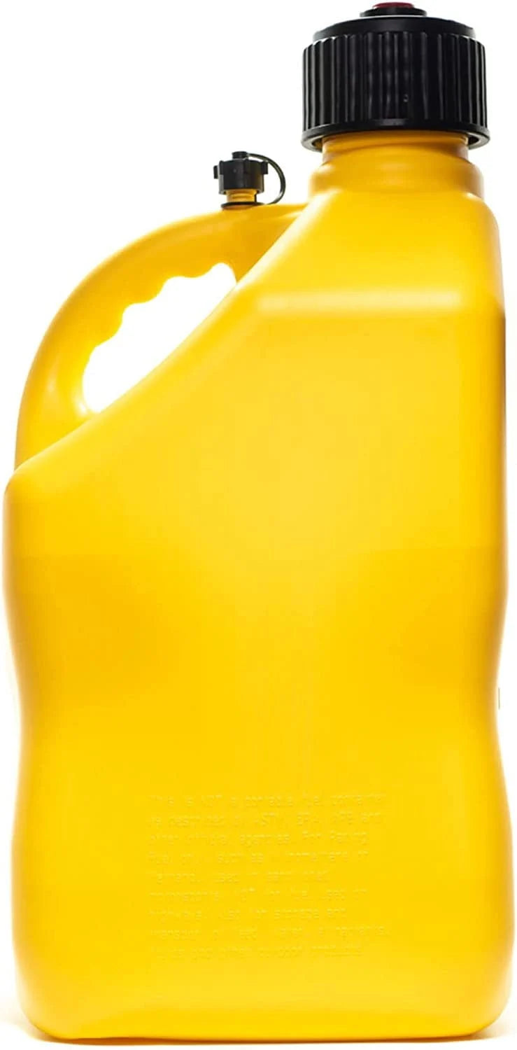 VP Racing 5.5-Gallon Square Motorsport Racing Utility Liquid Fuel Container Jug and 14 Inch Deluxe Hose Kit and Multipurpose Cap, Yellow 4 Pack