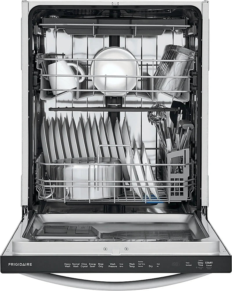 Frigidaire - 24 Top Control Built-In Dishwasher with Stainless Steel Tub, 3rd Rack, 49 dBA - Stainless steel