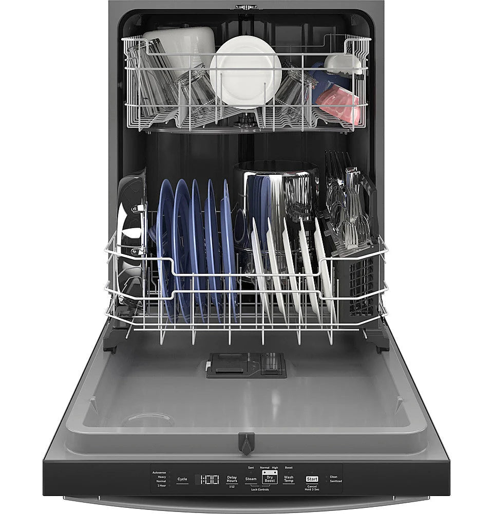 GE - Top Control Built In Dishwasher with Sanitize Cycle and Dry Boost, 52 dBA - Stainless steel