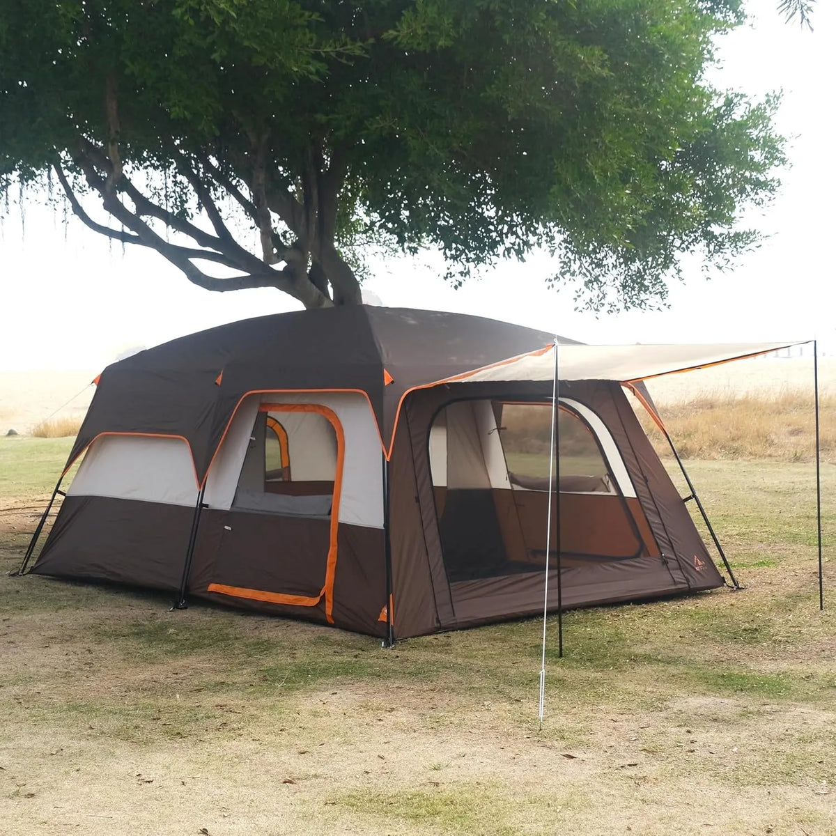 Extra Large Tent 10-12-14 Person(Style-B),Family Cabin Tents,2 Rooms,3 Doors and 3 Windows with Mesh,Straight Wall,Waterproof,Double Layer,Big Tent for Outdoor,Picnic,Camping,Family Gathering