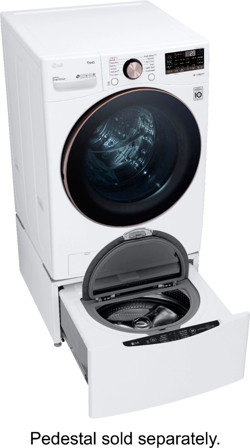 LG - 4.5 Cu. Ft. High-Efficiency Stackable Smart Front Load Washer with Steam and Built-In Intelligence - White