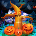 Halloween Inflatables Large Outdoor Decorations: 8FT Spooky Halloween Tree Decor with Blow up Ghosts, Pumpkins Built-in LED Lights for Halloween Party Outside Lawn Yard Decoration