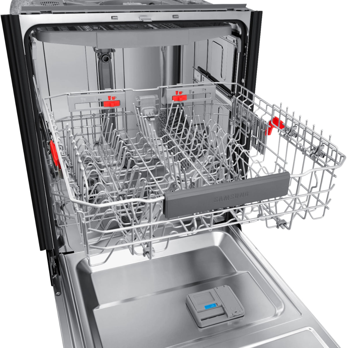 Samsung - StormWash 24 Top Control Built-In Dishwasher with AutoRelease Dry, 3rd Rack, 42 dBA - Black stainless steel