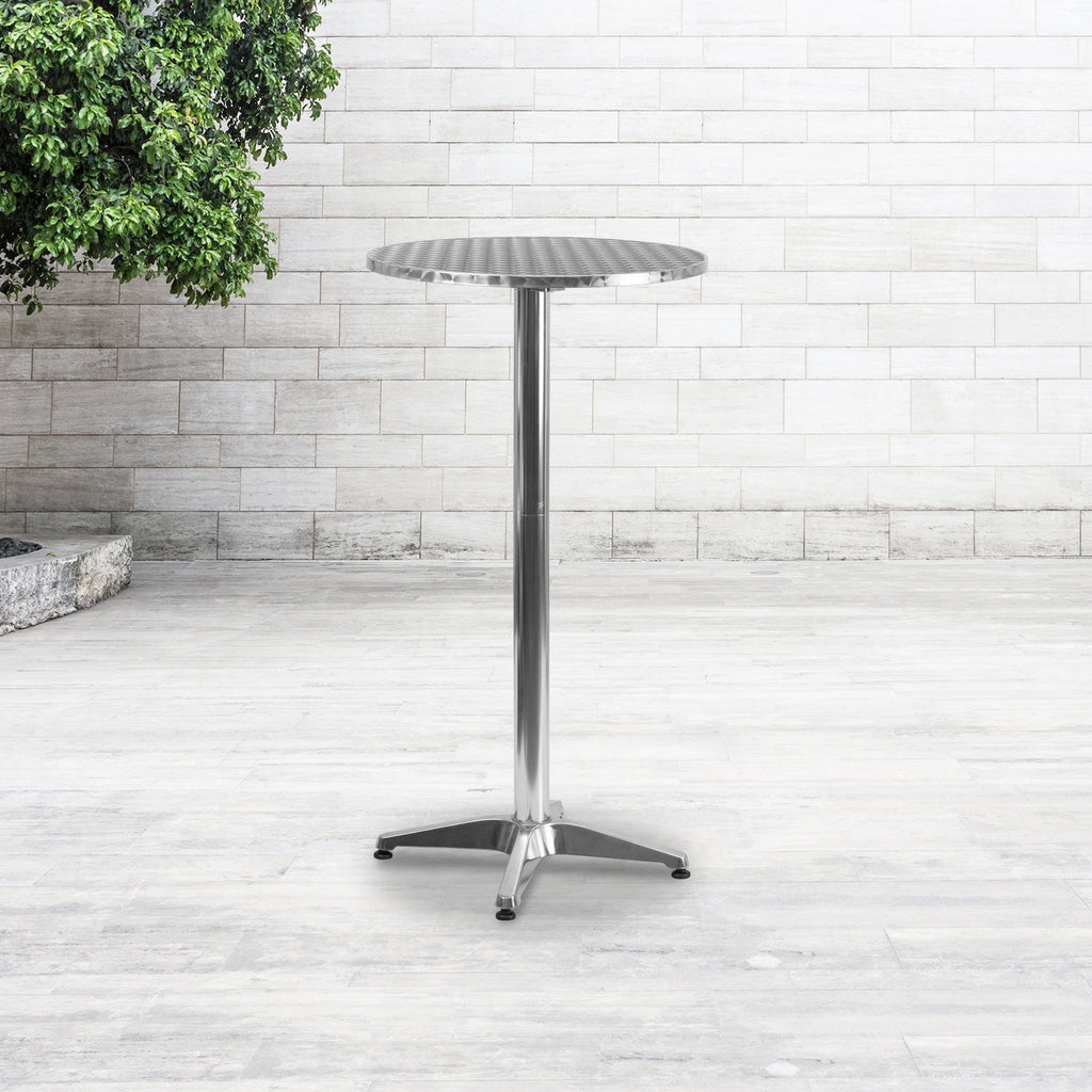 Flash Furniture 23.25 Round Aluminum Indoor-Outdoor Bar Height Table with Flip-Up Table