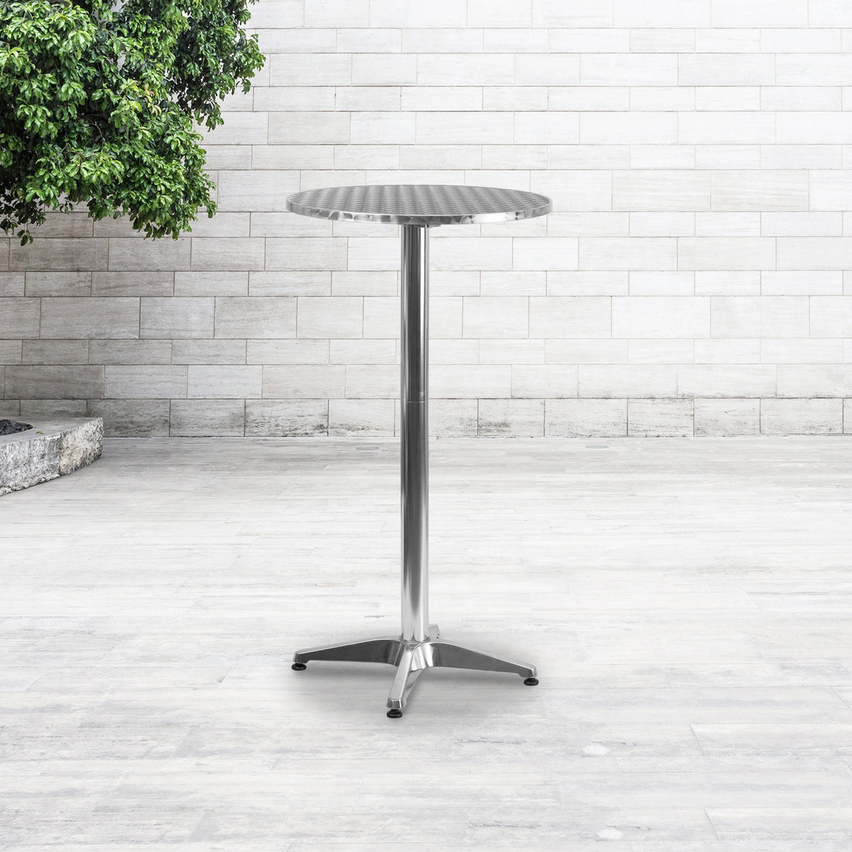 Flash Furniture 23.25 Round Aluminum Indoor-Outdoor Bar Height Table with Flip-Up Table