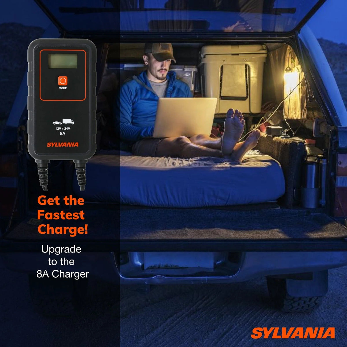 SYLVANIA - Smart Charger - Heavy-Duty, Portable Car Battery Charger - Make Charging Your Car Battery Easy - Use as Battery Maintainer & Charger - 12V or 24V Voltage Output - 8 AMP