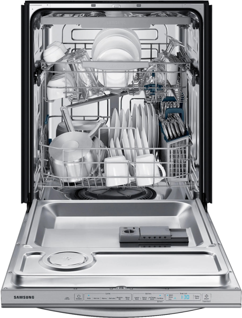 Samsung - StormWash 24 Top Control Built-In Dishwasher with AutoRelease Dry, 3rd Rack, 48 dBA - Stainless steel