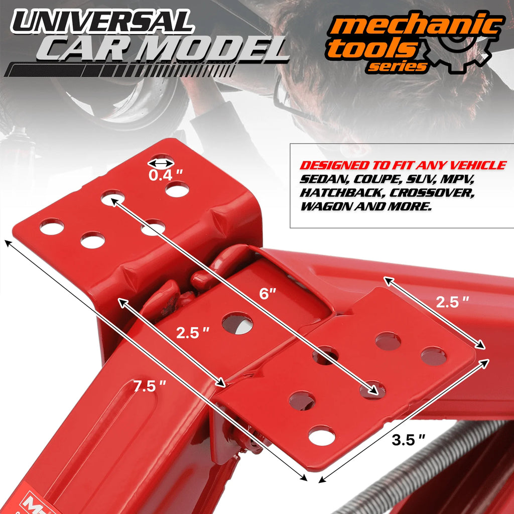 M-AUTO Set of 2 Scissor Jack, 2.5 Ton 5000lbs Heavy Duty Car Jack Tire Repair Tools Kit, RV Trailer Stabilizer Leveling Scissor Jacks with Handle, Red