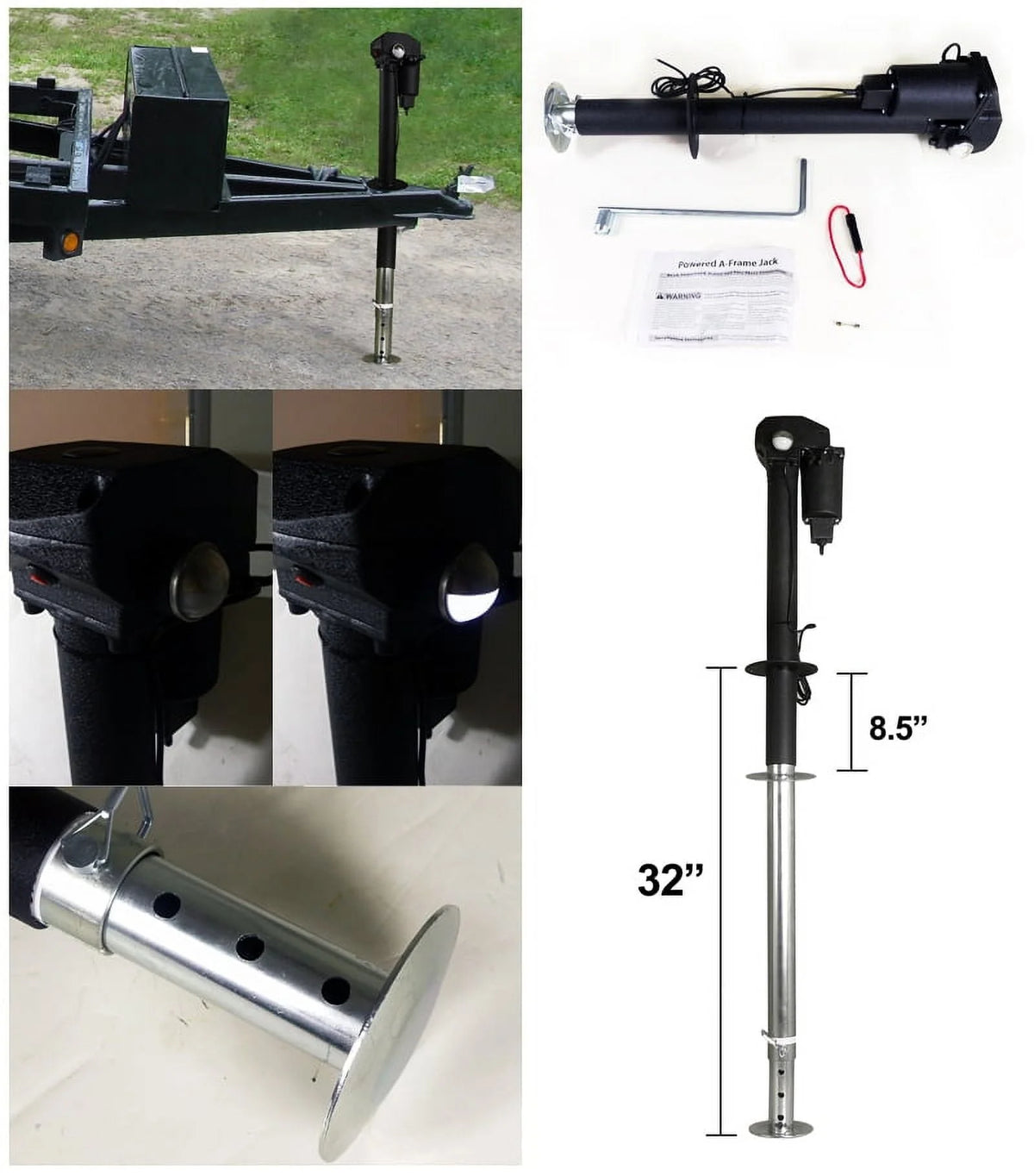 Spec-D Tuning Trailer 3500Lbs Electric Rv Camper Power Tongue Jack 12V Adjustable Extend