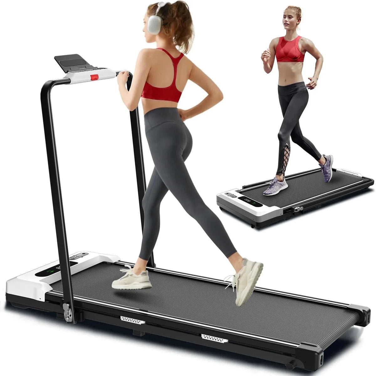 CoolHut Walking Pad, Under Desk Treadmill, 4-in-1 Home/Office Treadmill, Compact and Portable Foldable Treadmill, No Installation, Low Noise, LED Display, 265 lb. Capacity with Remote Control