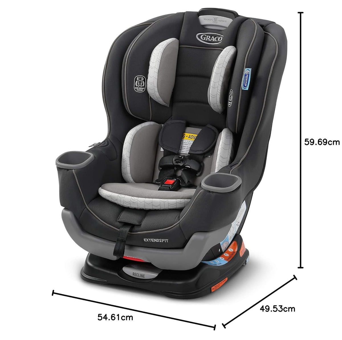 Convertible Baby Car Seat with Adjustable Extension Panel, Rear/Forward Facing