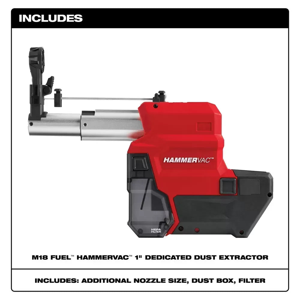 Milwaukee 2912-DE M18 FUEL HAMMERVAC 1 Dedicated Dust Extractor - Bare Tool