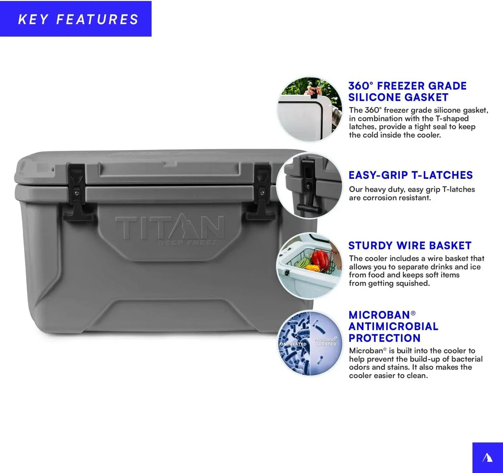 Titan Hard Ice Chest Cooler Roto Cooler with Microban Protection and Deep Freeze Insulation