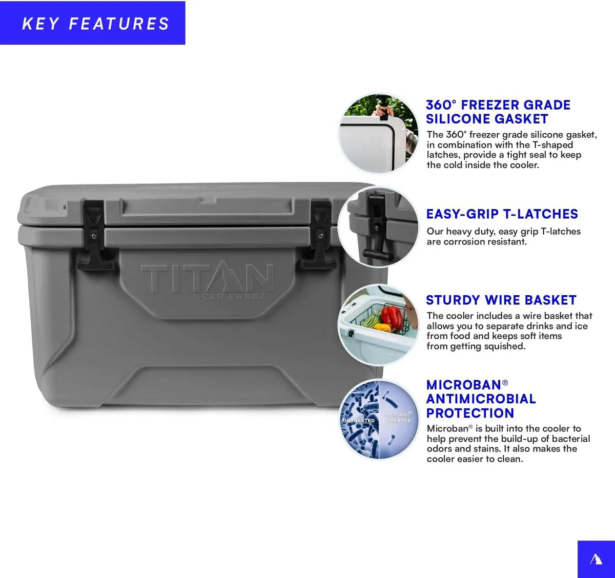Titan Hard Ice Chest Cooler Roto Cooler with Microban Protection and Deep Freeze Insulation