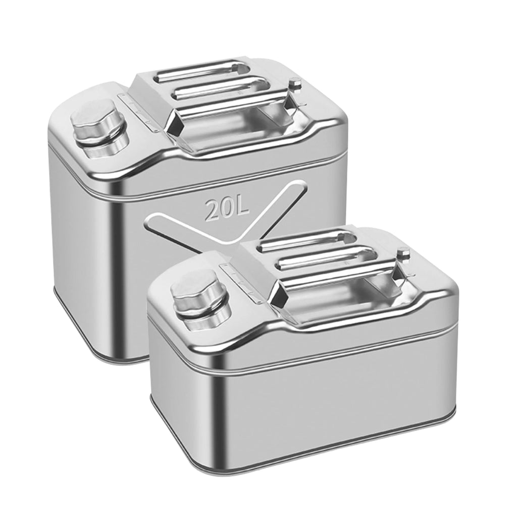 EUBUY 304 Stainless Steel Jerry Can Car Canister Holder Storage Tank with 3 Handles for Water Petrol Oil Water Alcohol 20L