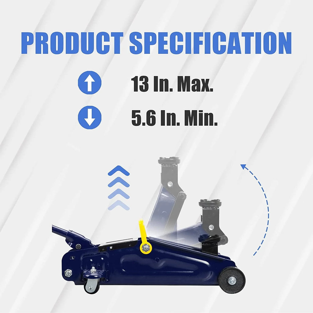 TCE 2 Ton Hydraulic Floor Jack Trolley Car Jack with Protable Storage Carrying Case,Blue,W8202U
