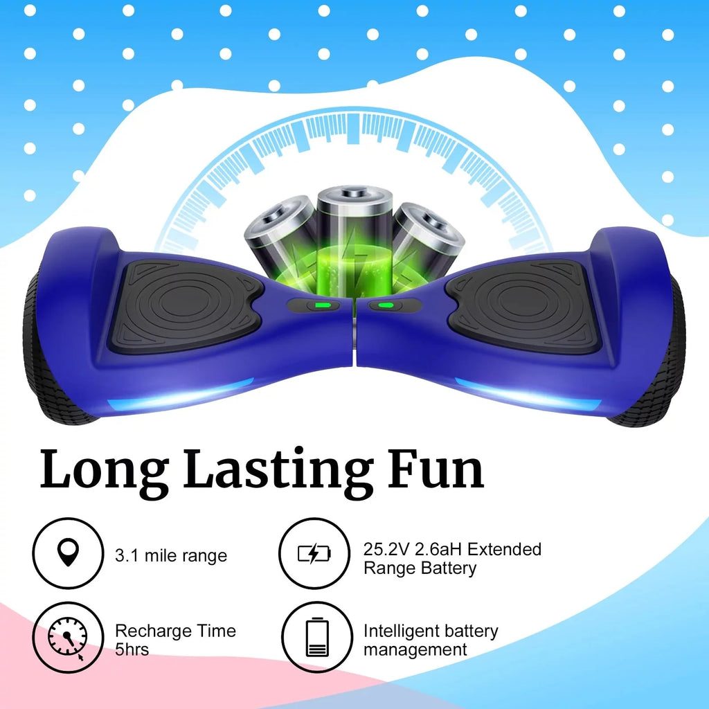GOTRAX FX3 Hoverboard for Kids Adults,200W Motor 6.5 LED Wheels 6.2mph Speed Hover Board, Blue
