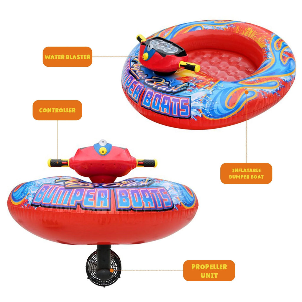 Banzai Aqua Blast Motorized Bumper Boat Inflatable Pool Float Water Toy, Red💝 Last Day For Clearance