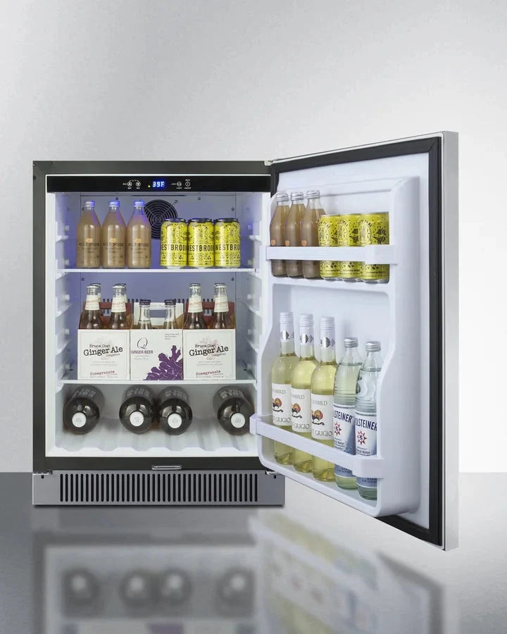 24 Wide Built-In Outdoor All-Refrigerator, Stainless Steel, LHD