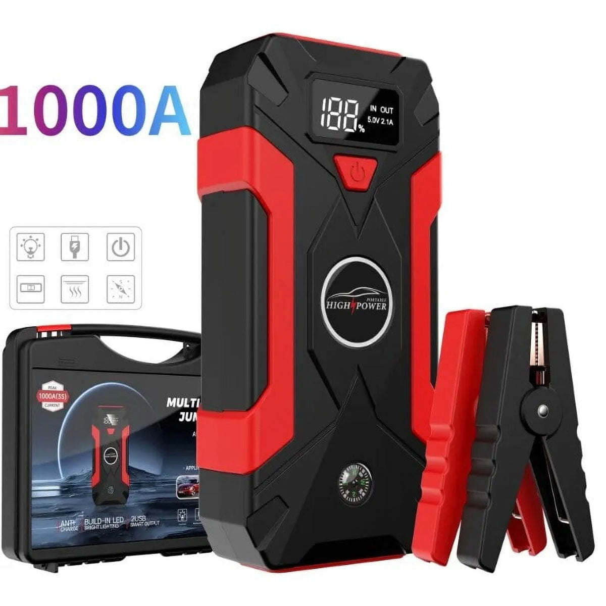 10000mAh Car Jump Starter Power Bank Accessories External Battery Booster Charger 12V Gasoline Petrol Diesel Vehicle Supplies