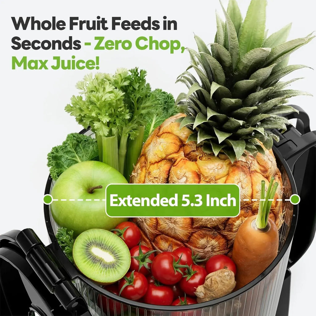 Juicer Machines with 5.3 Mega Mouth & Large Feed Chute, Cold Press Juicer for Whole Fruits & Vegetables, Professional Slow Masticating juicer for Batch Juicing, High Juice Yield Easy to Clean