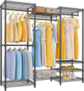 V5 Portable Closet Wardrobe Heavy Duty Clothes Rack, Freestanding Clothing Rack with 4 Hang Rods & 8 Shelves, Adjustable Closet Racks, 68.9 L x 15.7 W x 76.4 H, Max Load 890LBS, Black